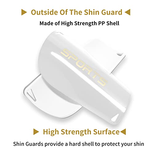 AIMISICAR Kids Youth Soccer Shin Guards with Sleeves for 3-15 Years Old - color: White, size: S ( 3'3" - 3'10" Tall )
