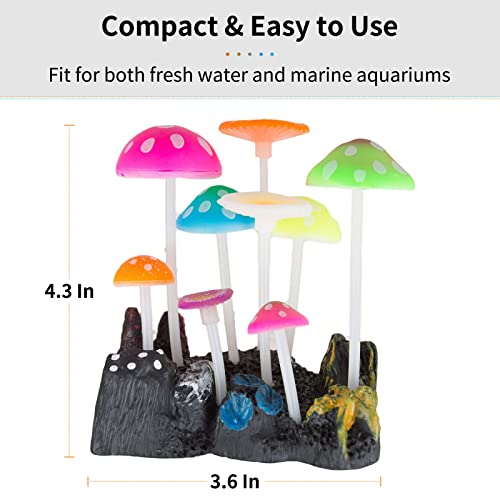 Uniclife Glowing Effect Artificial Mushroom Aquarium Plant Decor Ornament Decoration for Fish Tank Landscape - size: Mushroom