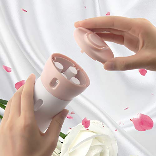 2 Pack 4 in 1 Travel Dispenser, CHIVENIDO Lotion Shampoo Gel Travel Dispenser Bottle Sets Shower Bottles Refillable Travel Bottles for Makeup Travel Supplies (Pink, Gray)