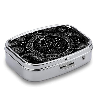 Mandala Moon Phase Square Pill Box Metal 2.2x1.6 Inch,Medicine Storage Case Compact Travel Pill Organizer Pocket Pill Container for Daily Medication Vitamins Pills - color: Mandala Moon Phase