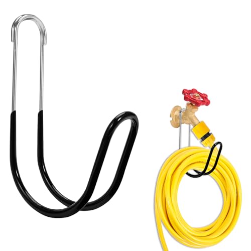 Garden Hose Holder Water Hose Hanger Wall Mounted,304Stainless Steel Solid Hose Hook Holds Up to 50Ft Garden Hose, Expandable Hose, Water Hose(Black Paint 1pcs) - color: Black paint, size: 5.5'' x 1