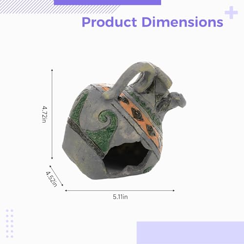 Fish Tank Resin Ornament, Aquarium Simulation Vase, Ancient Style Fish Hideout, 5.1 x 4.5 x 4.7 in / 13 x 11.5 x 12 cm, Safe, Firm, for Fish and Shrimp