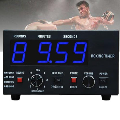Professional Gym Timer Boxing Interval Timer, with Adjustable Buzzer Alarm, Boxing Round Timer for Muay Thai, MMA, Kickboxing, 30S-10min Training and 0/30/60S Rest Time Blue - color: Blue