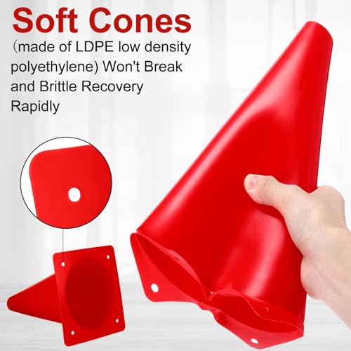 30 Pieces 9 Inch Traffic Cones Plastic Sport Agility Training Safety Cones Soccer Practice Equipment for Basketball Football Drills Exercise, Outdoor Activity and Events - color: Red,Blue