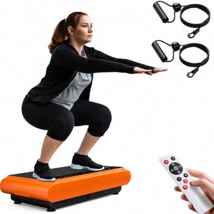 Natini Vibration Plate Exercise Machine - Power Vibrating Plate for Lymphatic Drainage,Whole Body Workout Machine for Women Weight Loss Home Fitness, - style: BT-Orange