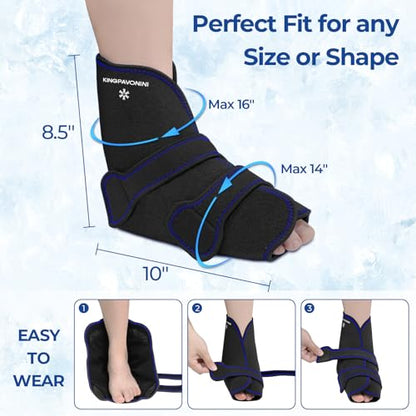 Ankle Foot Ice Pack Wrap, XL, Black, 1 Wrap + 4 Gel Packs | 30-Min Long-Lasting & Leakproof, Full Coverage for Feet Pain Relief, Hot & Cold Therapy, Insertable Ice Packs, Easy-to-Wear - size: XL, style: Black (1 Wrap+4 Gel Packs)