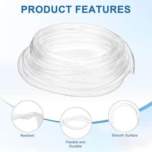 M METERXITY Vinyl Tubing 5/8" ID x 3/4" OD 50ft Flexible Plastic Tube with 2 Hose Ties, Lightweight Hybrid PVC Hose for Water Gardening/Airline/Aquarium Tubing [Clear] - size: 5/8" ID x 50ft
