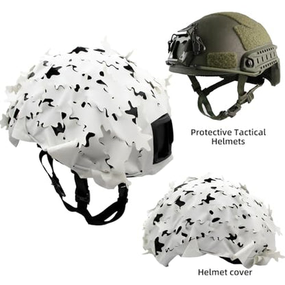 Tactical Helmet Cover Breathable Mesh Camo Camouflage Helmet Cover Great for Tactical Military Gear Combat Fast Helmet - color: WH