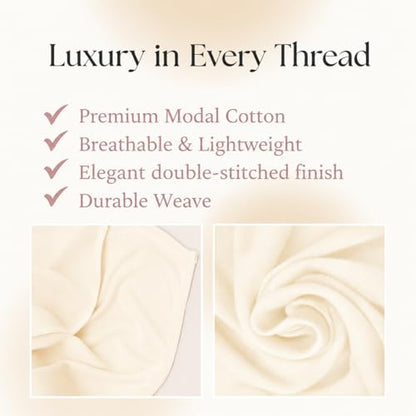 Premium Breathable Modal Cotton Hijab for Women, Lightweight, Non-Slip, Soft & Elegant Scarf for Everyday Wear - color: Vanilla Cream