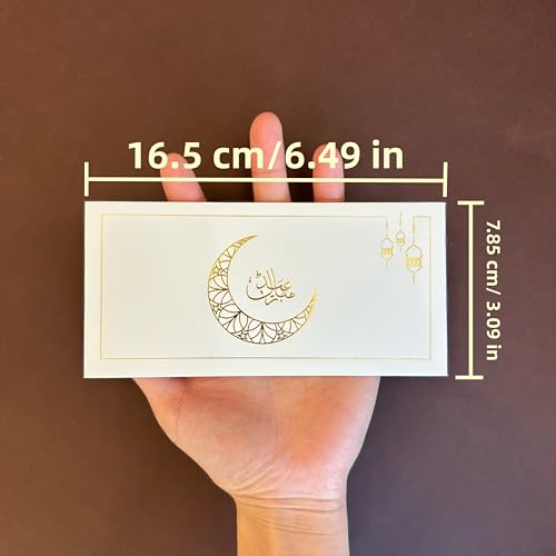 6 Eid Envelopes, Super Thick White Kraft Paper, Golden Stamping Process Is Simple and Advanced. During Ramadan and Eid, Envelopes Size Can Be Used to Carry Cash.