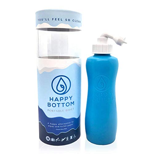 Happy Bottom Portable Bidet | Leak Free Handheld Travel Bidet and Peri Bottle with Angled Nozzle Sprayer | 400 ml Capacity | with Travel Bag - color: Ocean Wave Blue