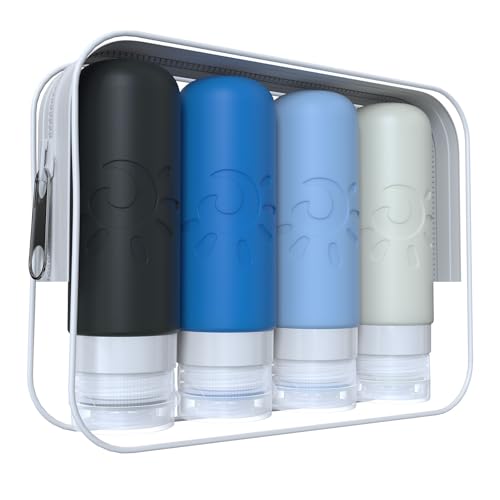 Zafit Travel Bottles for Toiletries, TSA Approved Travel Containers 3oz Leak Proof Travel Tubs Refillable Liquid Travel Accessories for Shampoo Conditioner Lotion Body Wash(Multicolored J) - color: Multicolored J
