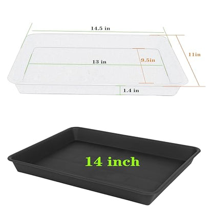 VUWEZ Plant Growing Trays 2 Pack, Plant Tray, 14.5"x11", Heavy Sturdy Plastic Plants Saucer, Seedling Starter Trays, Seed Starter Growing Tray (Black) - color: Black, size: 14.5'' x 11'' x 1.5'' (2 pack)