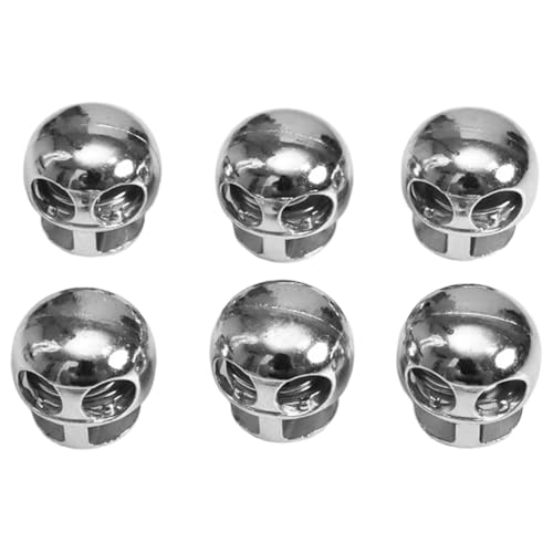 10Pcs Metal Cord Lock End, Double Hole Spring Stopper Fastener Slider Toggles End for Drawstrings Lanyard Silver 1 One Size