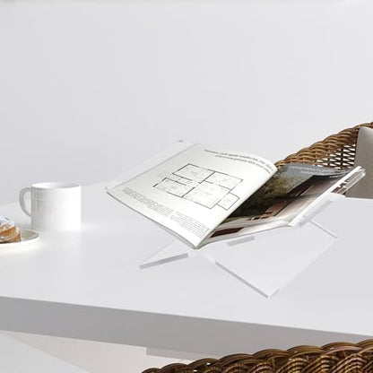 Acrylic Book Stand 11 x 5.2 Inch, 2 Piece Open Book Display Stand for Cookbooks, Art Books, Bibles, Quran, Magazines, Recipe Books Clear Book Holder for Home, Kitchen, Coffee Table Decor