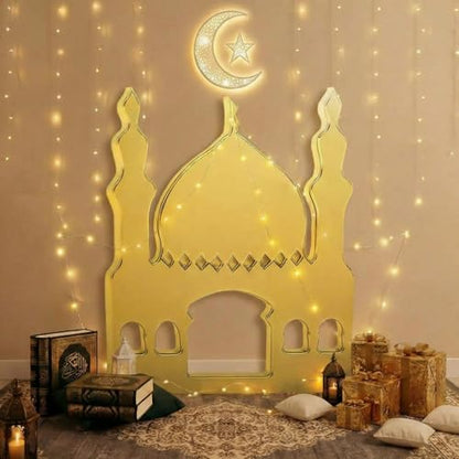 Thyle 5 ft Arabian Mosques Stand-up Cardboard Cutout Life Size Ramadan Eid Mosque Decoration Islam Muslim Backdrop Photo Prop for Muslim Interactive Praying Quran Book Pray and Islam Teach Gift - style: Arabian Mosques