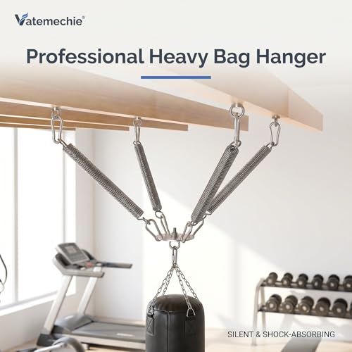 Heavy Bag Hanger, 304 Stainless Steel Punching Bag Ceiling Mount with 4 Springs, Vibration & Noise Dampening Design - color: Hanger with Spring for Wood Beam