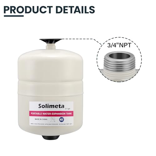 2.1 Gallon Potable Water Expansion Tank with Adjustable Wall Bracket & Gas Water Heater Installation Kit (24" Stainless Steel Hoses 3/4" FIP + 24" Gas Connector) - style: 2.1 gallon with tube and bracket
