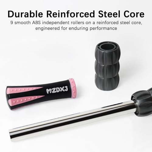 Muscle Roller Massage Roller Stick- Deep Tissue Fascia Blaster for Myofascial Pain Relief, Lymphatic Drainage & Body Sculpting, Handheld Physical Therapy & Recovery Tool (Pink Black - color: Pink Black