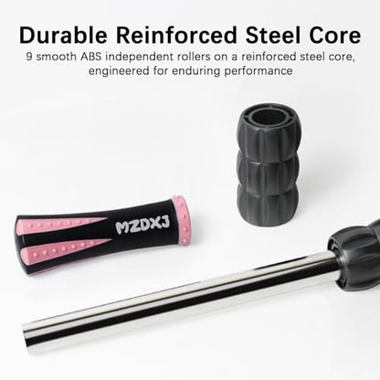 Muscle Roller Massage Roller Stick- Deep Tissue Fascia Blaster for Myofascial Pain Relief, Lymphatic Drainage & Body Sculpting, Handheld Physical Therapy & Recovery Tool (Pink Black - color: Pink Black