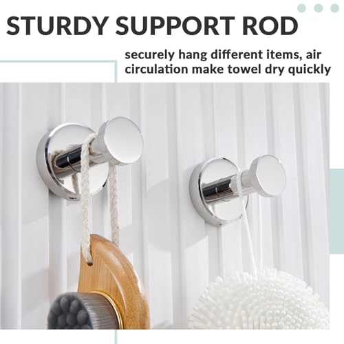 APLusee Polished Chrome Bathroom Towel Hooks 2 Pack, 304 Stainless Steel Round Robe Hooks for Bathroom Kitchen Garage, Heavy Duty Wall Mounted Towel Hanger - color: Polished Chrome, size: 2 Pack