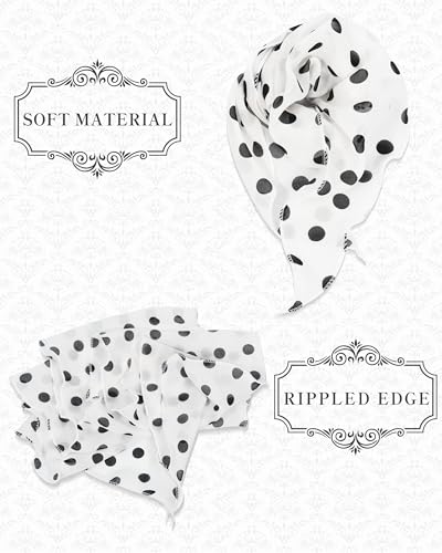 Chiffon Scarf for Women, Removable Flower Neck Scarf Light Soft Fashion Rose Scarves Versatile Headband or Hair Band - color: Polka Dot White