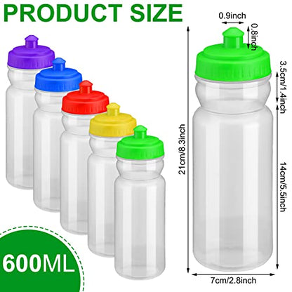 Didaey 100 Pack Water Bottles Bulk 20 oz Reusable Plastic Water Bottles with Pull Top Cap Dishwasher Safe Sports Drinking Bottle for Fitness, Hiking, Cycling, or Gym Workout