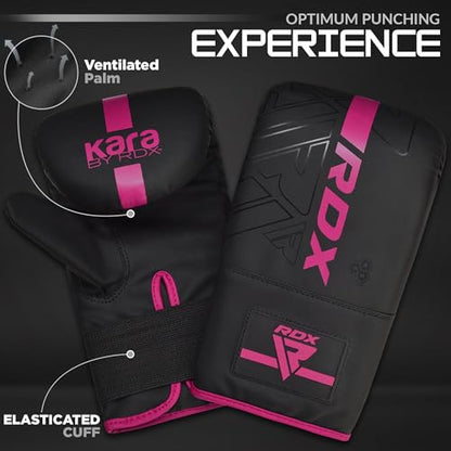 RDX Boxing Pads and Bag Gloves Set, Maya Hide Leather Kara Hook and Jab Training Pads, Curved Focus Mitts for MMA, Muay Thai, Kickboxing Coaching, Martial Arts, Punching Hand Target Strike Shield - color: PINK