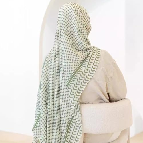 Palestinian Keffiyeh Scarf Wrap for Women Abaya Prayer Shawl Muslim Keffiyeh Printed Chiffon Hijab Scarf