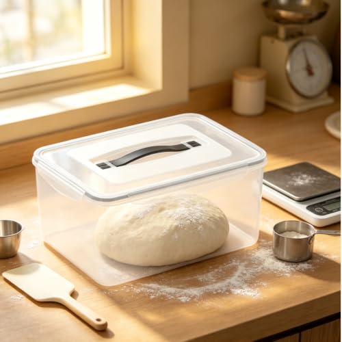 4 Pack Airtight Clear Plastic Food Storage Containers, 15 Quart | Plastic Box with Sealed Lid for Refrigerator Organization, Dry Goods Storage, Dough Proofing, Marinated Meat