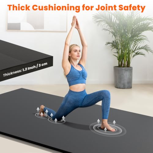 5'x10' Wrestling Mat, 1.2in Thick Roll-Up Jiu Jitsu Home Gym Mat | Waterproof Textured PVC Surface, Easy to Clean & Store, Lightweight & Portable, Ideal for Home Gym, Martial Arts & Stretching - color: Black