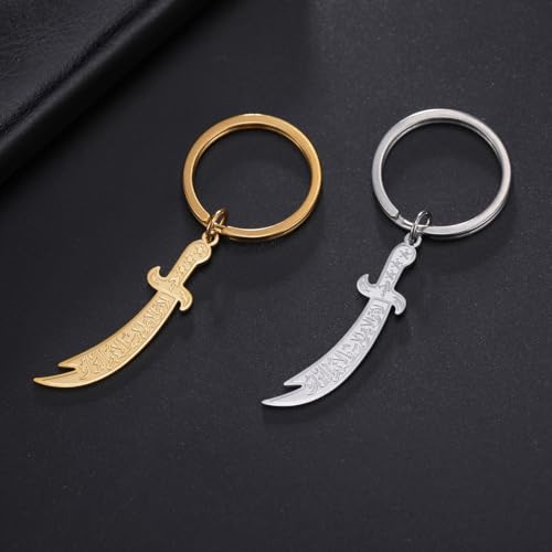 Dreamtimes Zulfiqar Sword keychain For Men Women Islam muslim HZ Zulfiqar Sword of Imam Ali keychain Islamic Muslim Jewelry - color: Gold