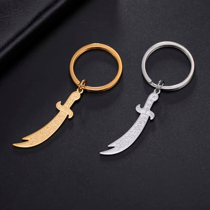 Dreamtimes Zulfiqar Sword keychain For Men Women Islam muslim HZ Zulfiqar Sword of Imam Ali keychain Islamic Muslim Jewelry - color: Gold