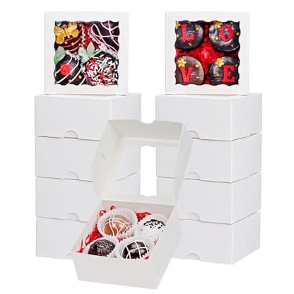 80 Pack 4x4x2 Inches Small Bakery Treat boxes Cookies Boxes Mini Baking Boxes for Cake,Pie, Cinnamon Roll Treat,Chocolate Truffle Box Party Wedding Favor - color: White