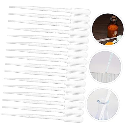 100pcs 3ML Pasteur Pipette Lab Transfer Pipettes Disposable Dropper for Mixing Washable Soft and Pliable