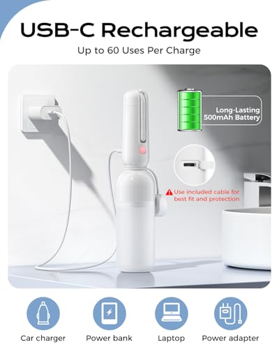 ESSAGER Portable Bidet for Travel, Foldable & Rechargeable Handheld Sprayer–Waterproof with 2 Pressure Modes, 350ml Expandable Bottle for Women, Men, Baby, Postpartum & Personal Hygiene(White) - color: White