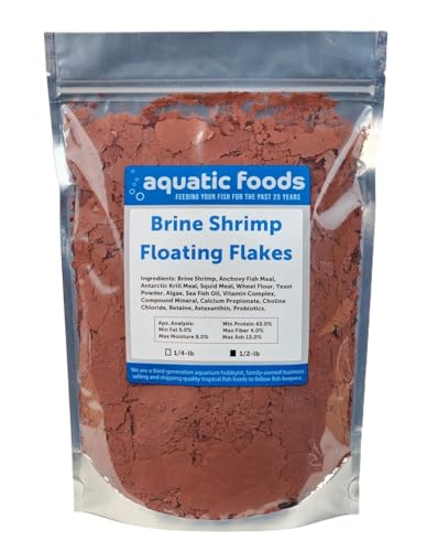 Brine Shrimp Flakes for Freshwater Cichlids, Angels, Tetras, Guppies, Marine Tangs, Butterflies, Angelfish, Anthias, Clown Fish. WL…1/2-lb Foil Pouch Bag - size: 8 Ounce (Pack of 1)