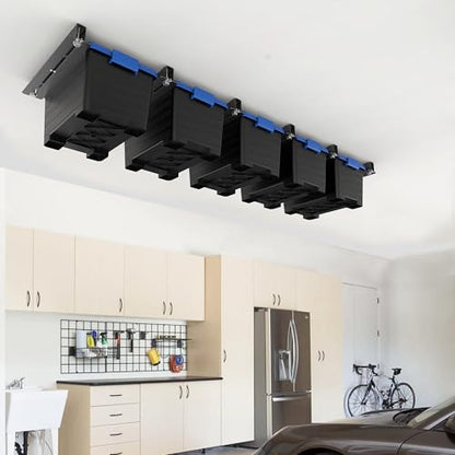 EVERHANGER Ceiling Storage Rack, Heavy Duty Overhead Storage Rack for Garage, Adjustable Ceiling Bin Storage System, 6 Sets for 5 Bins, 16 Inch - style: For 5 Bins
