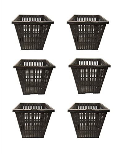 PondH2o 9" Square Aquatic Plastic Slotted Mesh Pond Plant Pot or Flower Water Garden Plant Baskets | Large Pond Plant or Flower Planter Pots for Aquaponics, Hydroponics Value 6 Pack