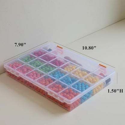 4 Pack Fixed 21 Grids Clear Plastic Storage Box, Transparent Organizer Container Case for Small Parts, Bead, Button, Jewelry, Diamond, Craft Supplies,Sewing Kit, DIY Accessories - size: M