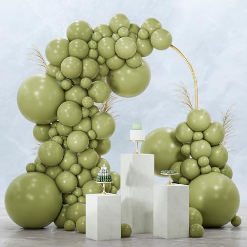 PartyWoo Sage Green Balloons 145pcs Different Sizes of 18 12 10 5 Inch Olive Boho Green Latex Balloon Arch Kit for Wedding Birthday Dinosaur Jungle Golf Football Theme Party Decorations Green-F11 - color: Green-f11
