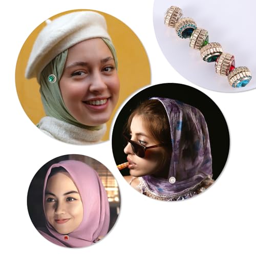 6 Pairs Hijab Magnets, Strong Hijab Pin Magnets 6 Colors Rhinestone Scarf Magnets Hijab Magnet Pins Hijab Pins for Women Scarves Niqab Muslim Islamic Hijab (Style 3) - style: 3