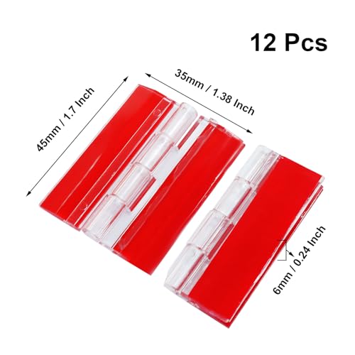 Hitefu Clear Acrylic Hinges, 45x35mm, 12 Pcs | Invisible, Self Adhesive, For Aquarium Lids, Cabinets, Display Stands & DIY Furniture - size: 45*35mm