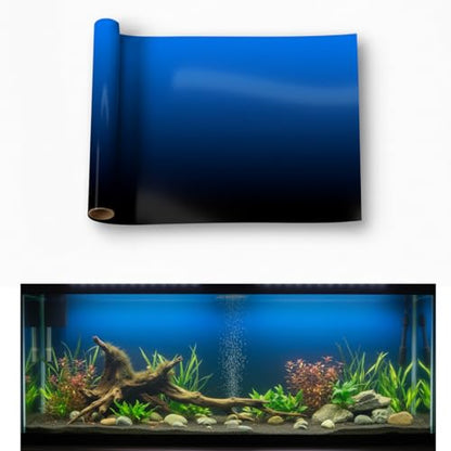 Aquarium Background - Static Cling Fish Tank Sticker -for Small Fish Tank 35 x 25 cm / (14 x 10 inches) Black Blue Gradient | No Residue, Reusable - color: Black Blue, size: 14 x 10 inches