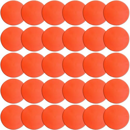 Poly Spot Markers 4 inch/9 inch Non-Slip Rubber Agility Training Markers Floor Dots Flat Field Cones for Football, Soccer, Basketball, School Exercise Drills, Dance Practice - style: 9 inch 30 Pcs Orange Red (TPE)