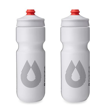 HydraPak Breakaway Surge Lightweight Bike Water Bottle 2-Pack (20oz, 25oz, 30oz) - High Flow, Cycling & Sports Squeeze Bottle - color: White, size: 25oz/740ml