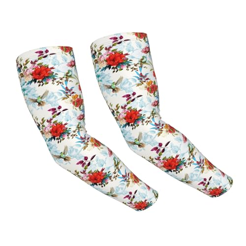 Arm Sleeves Outdoor Garden Sports Cooling Sun Sleeve for Women Men Farm - color: Hummingbird Flower