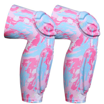 Knee Calf Padded Leg Compression Sleeve Thigh Shin Brace Protective Gear for Football Basketball Volleyball Soccer Baseball Tennis Youth Girls Adult Pink M (1 Pair) - color: Pink, size: X-Large