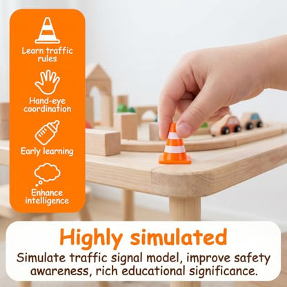 30Pcs Mini Traffic Cones, 1in Mini Cones Orange Small Roadblock Construction Signs, Tiny Traffic Toys Training Scene Roadblocks, Multifunctional Race Decor Building Theme Cars Party Favors