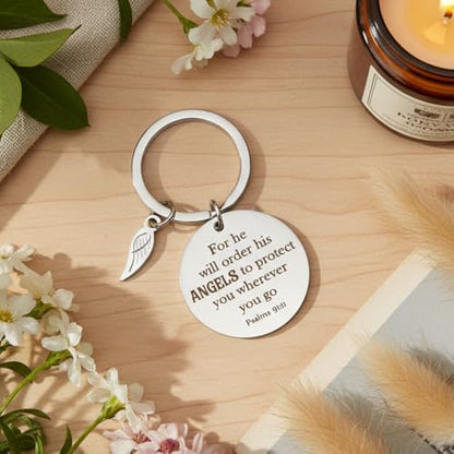 Bible Verse Keychain Christian Gifts Spiritual Religious for Men Women Friends Work Bestie Soul Sister Coworker Psalms 91 Faith Based Gifts Valentines Day Birthday Christmas Fathers Day Mothers Gift